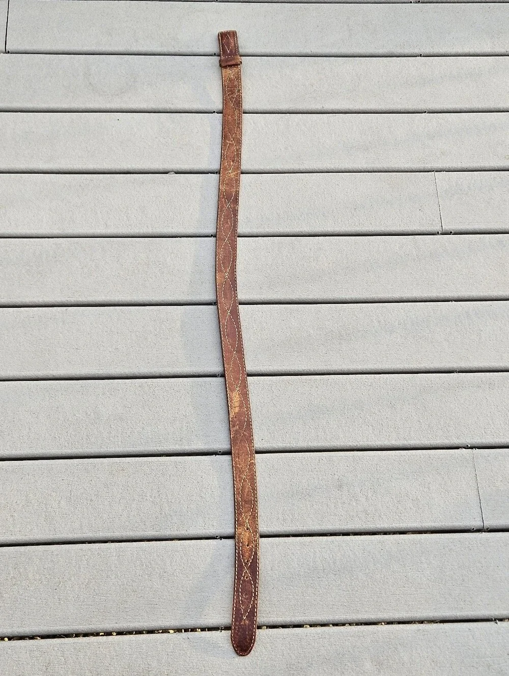 Vintage Western Wright Brown Leather Belt Sz 40 Diamond Stitched Cowboy...